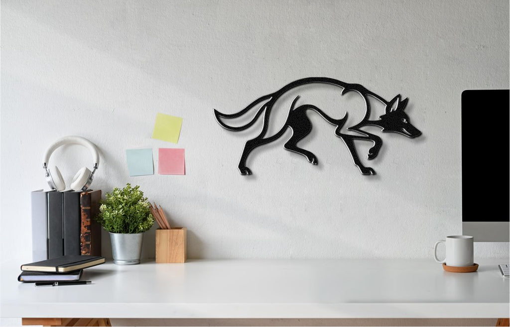 Sneaky Coyote Metal Wall Art