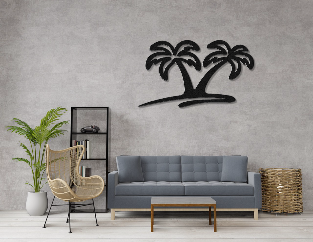 Twin Palm Tree Metal Wall Art