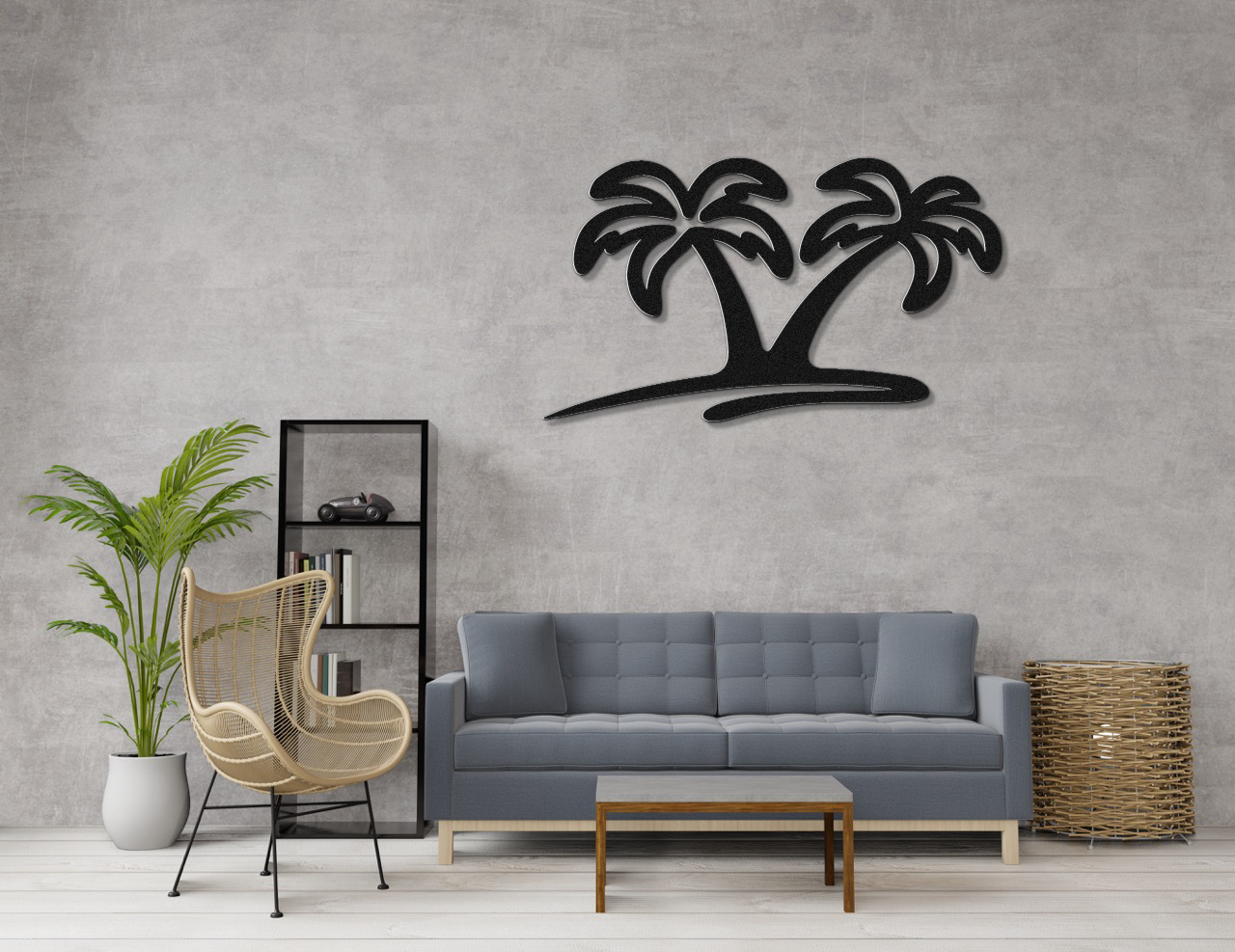 Twin Palm Tree Metal Wall Art