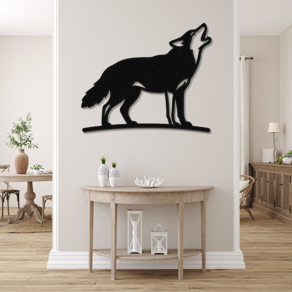 Howling Coyote Metal Wall Art
