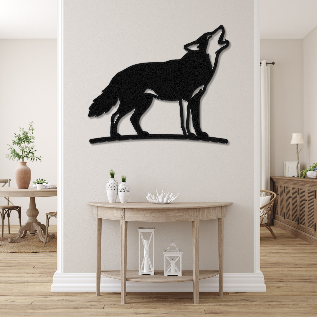 Howling Coyote Metal Wall Art