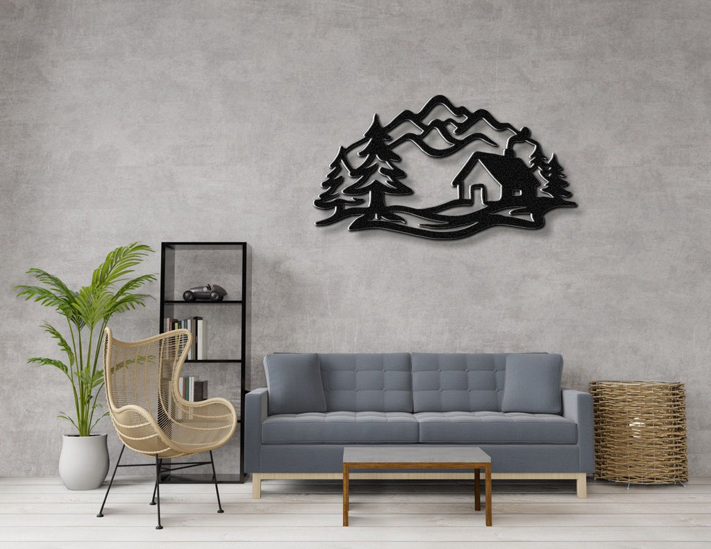 Mountain Cabin Metal Wall Art