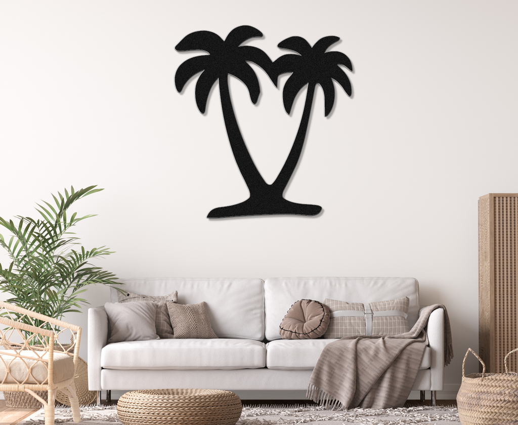 Twin Palm Tree Metal Wall Art