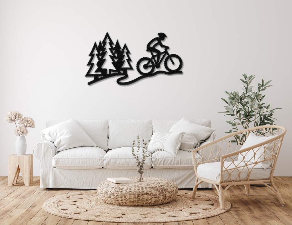 Cycling in the Pines Metal Wall Art