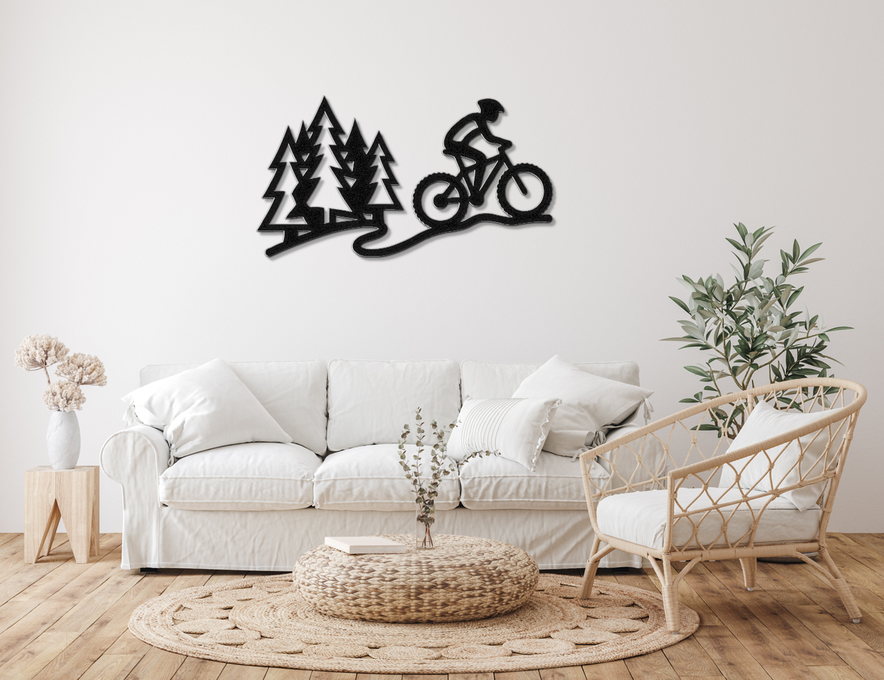 Cycling in the Pines Metal Wall Art