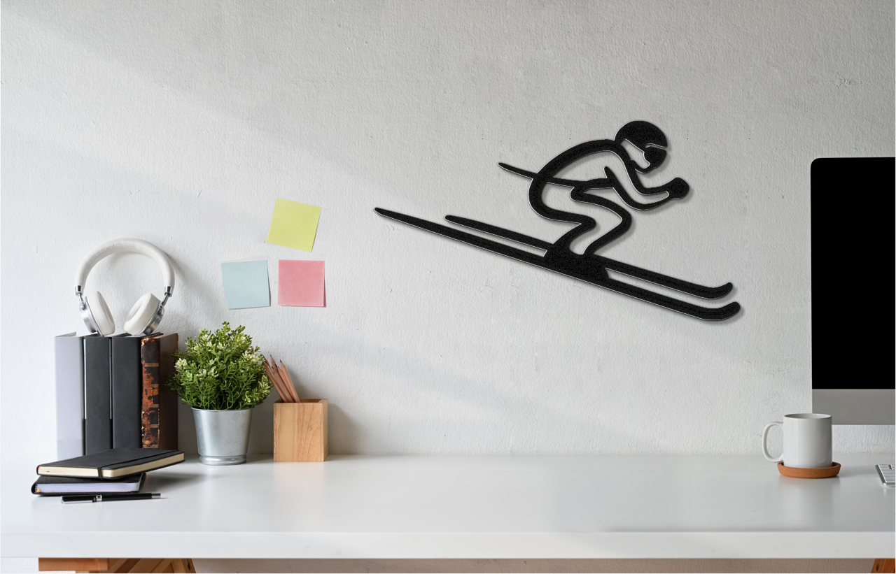 Skiing Metal Wall Art