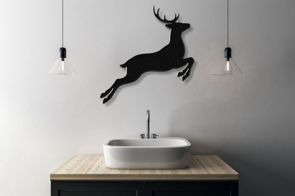 Jumping Deer Metal Wall Art