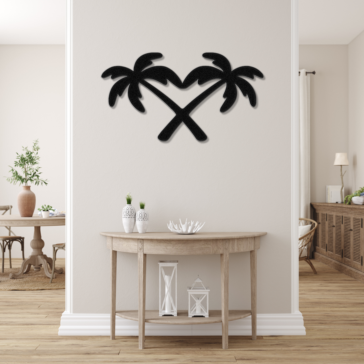 Twin Palm Tree Metal Wall Art