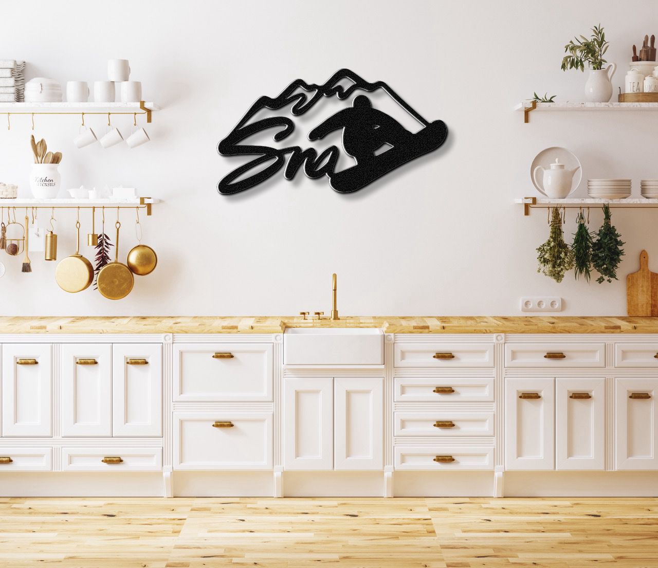 Snowboarder with Mountains Metal Wall Art