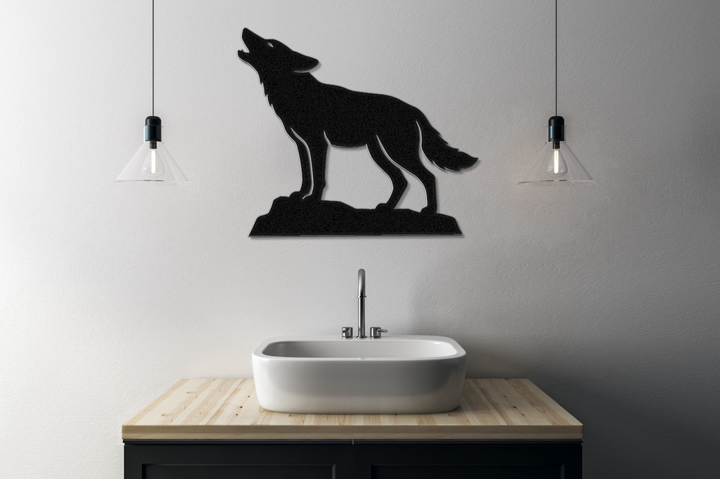 Howling Coyote Metal Wall Art