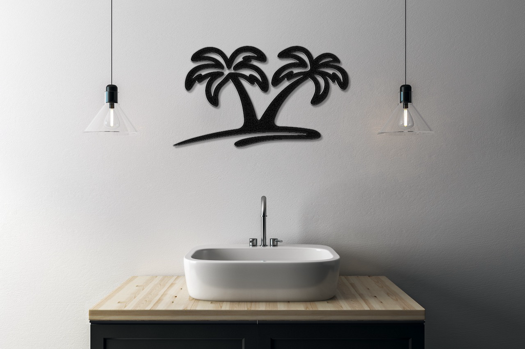 Twin Palm Tree Metal Wall Art