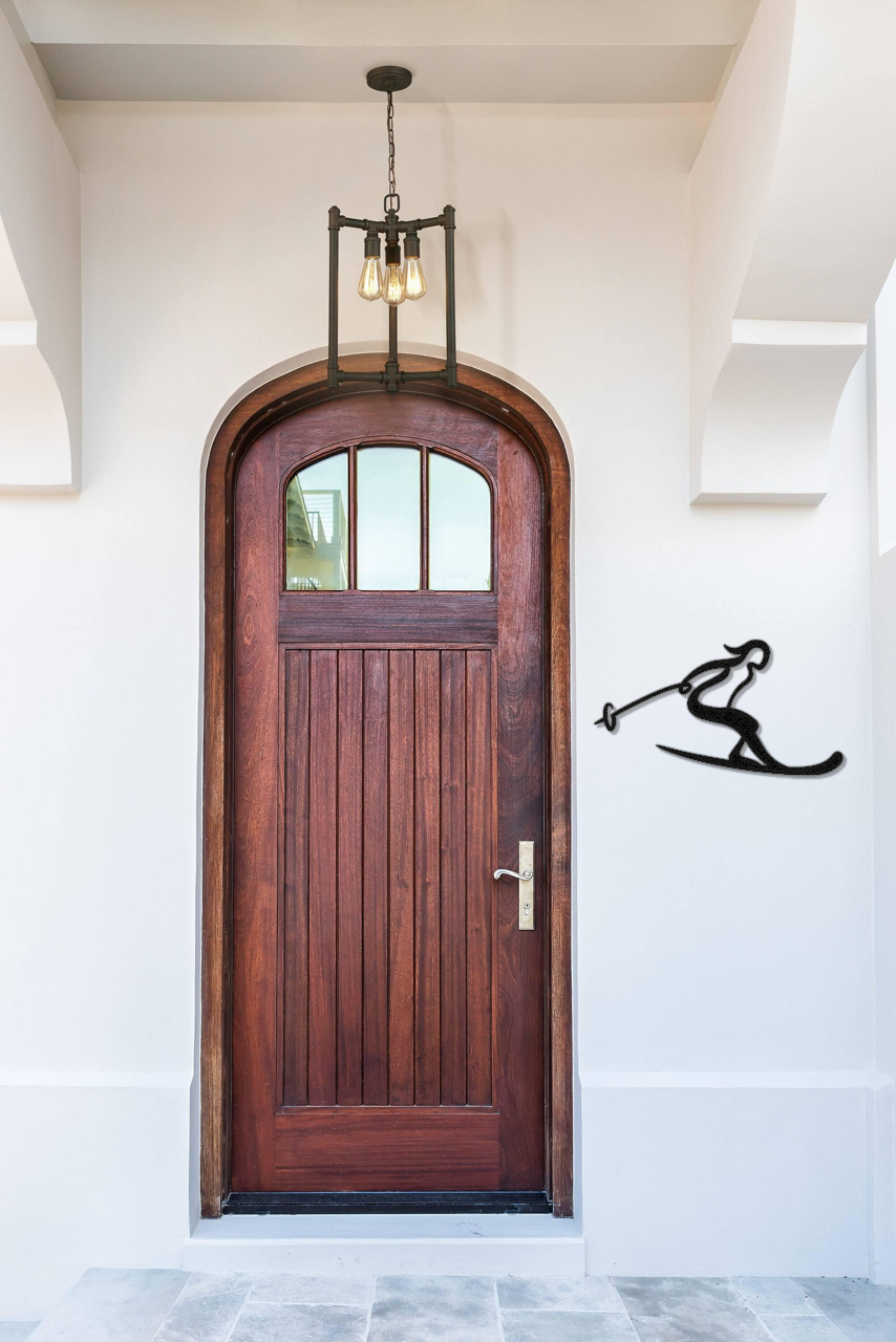 Lady Skiing Metal Wall Art