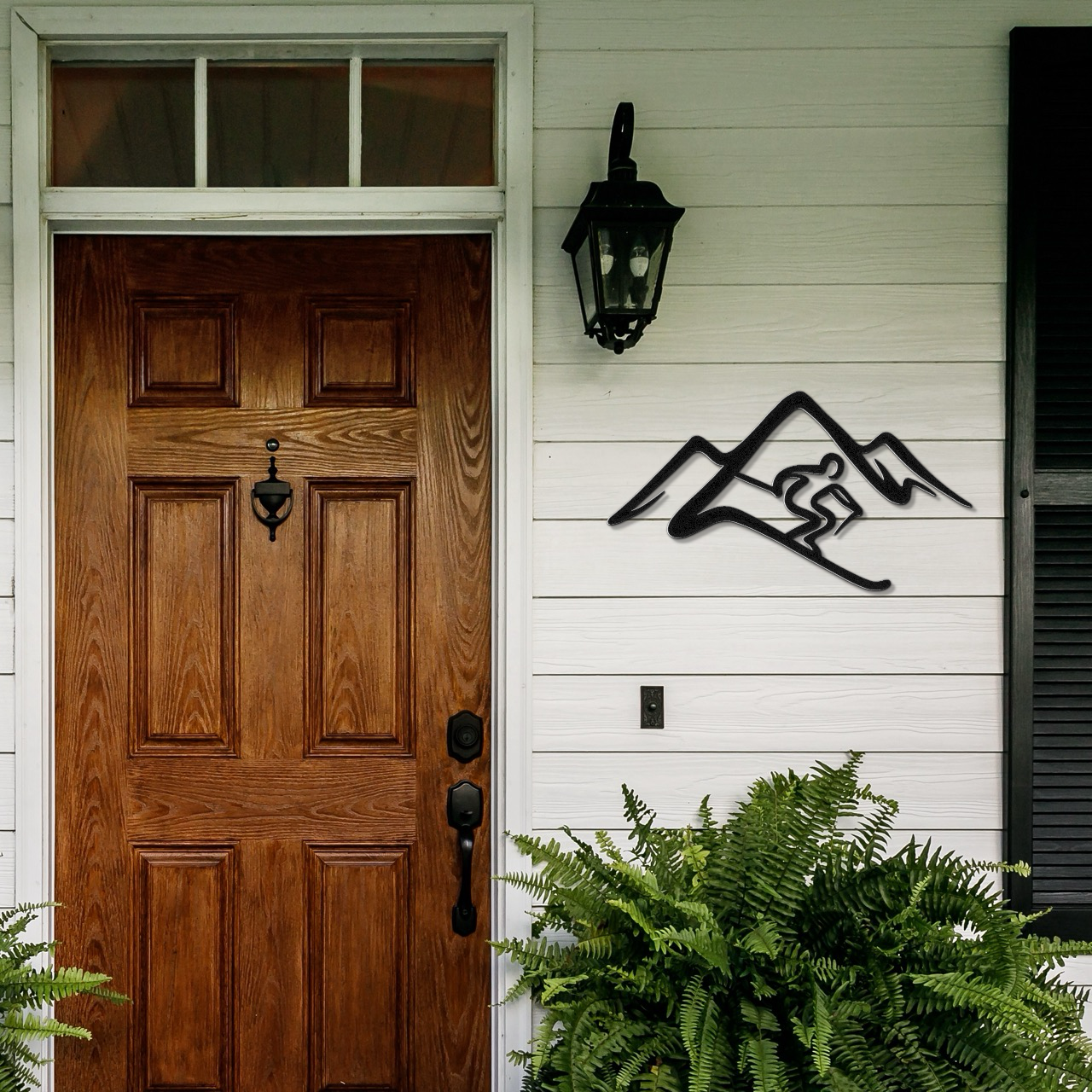 Skier and Mountain Metal Wall Art