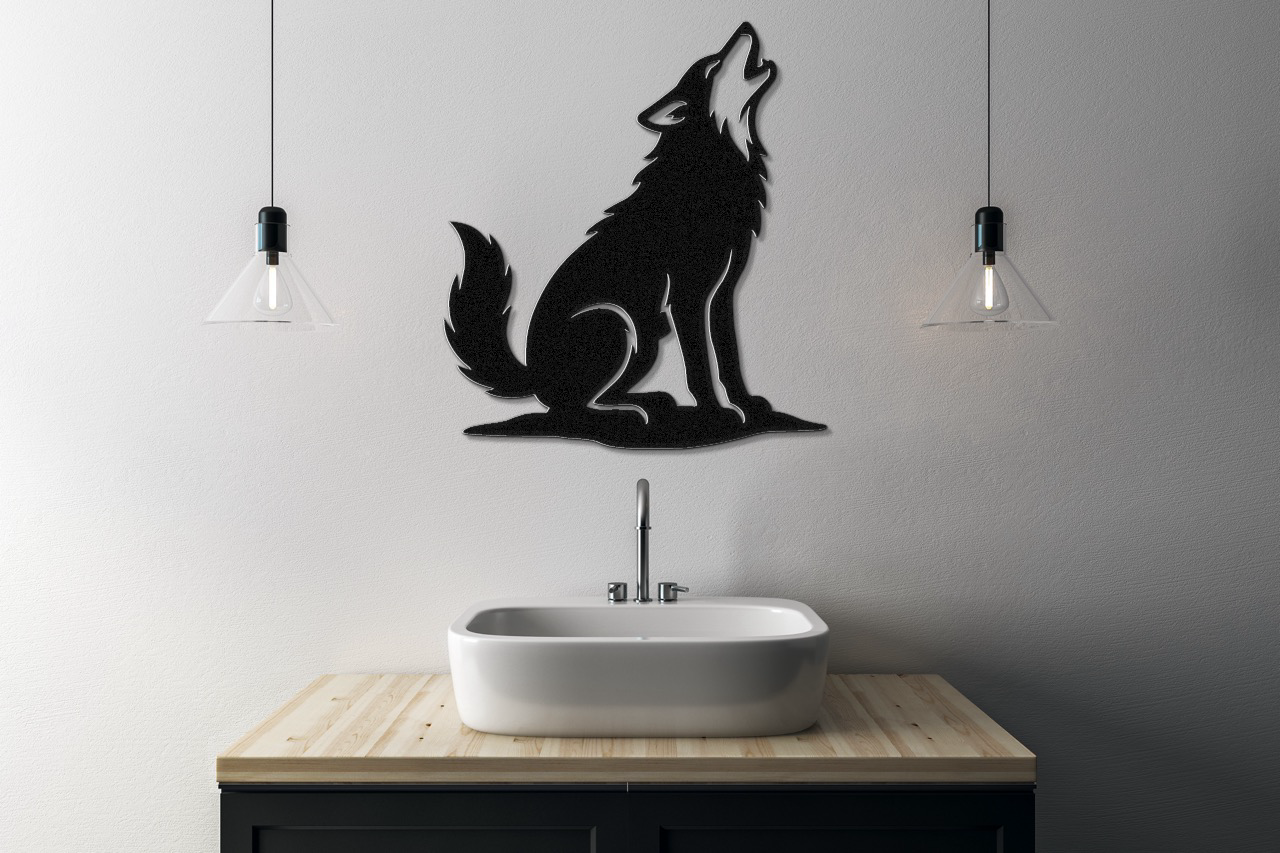 Howling Coyote Metal Wall Art