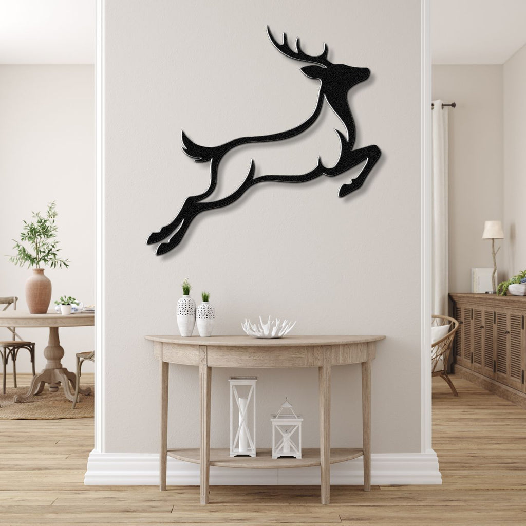 Jumping Deer Metal Wall Art