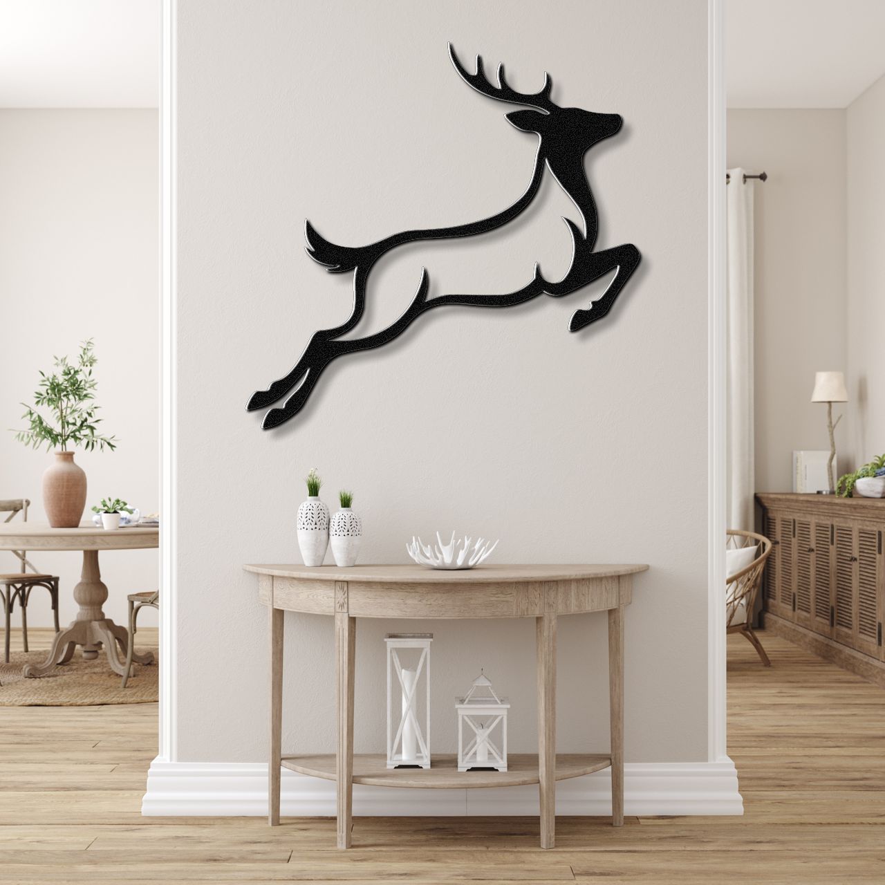 Jumping Deer Metal Wall Art