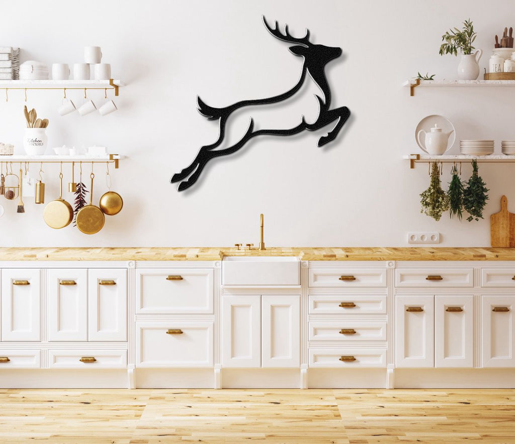 Jumping Deer Metal Wall Art