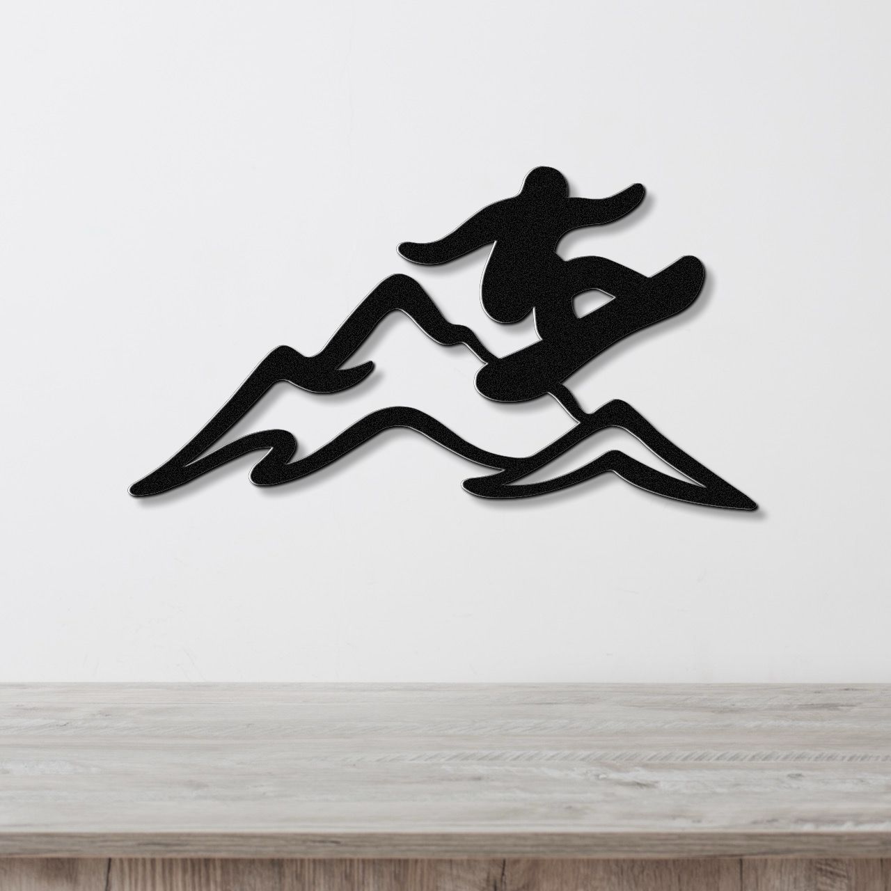 Snowboarder with Mountains Metal Wall Art