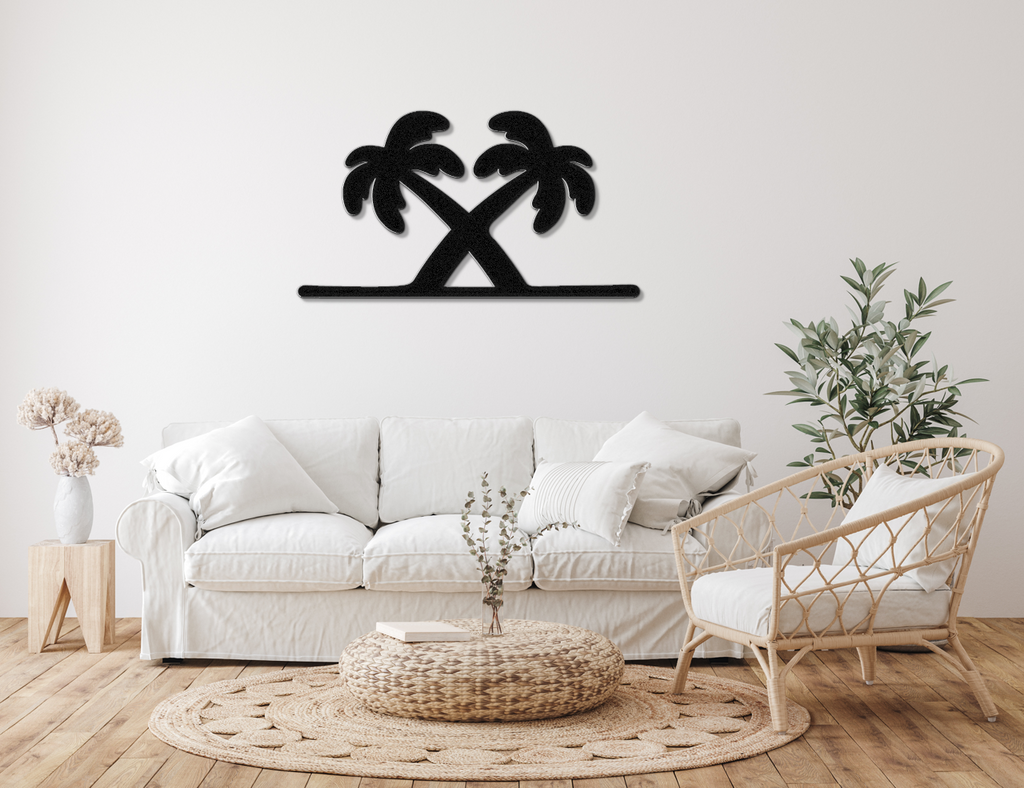 Twin Palm Tree Metal Wall Art
