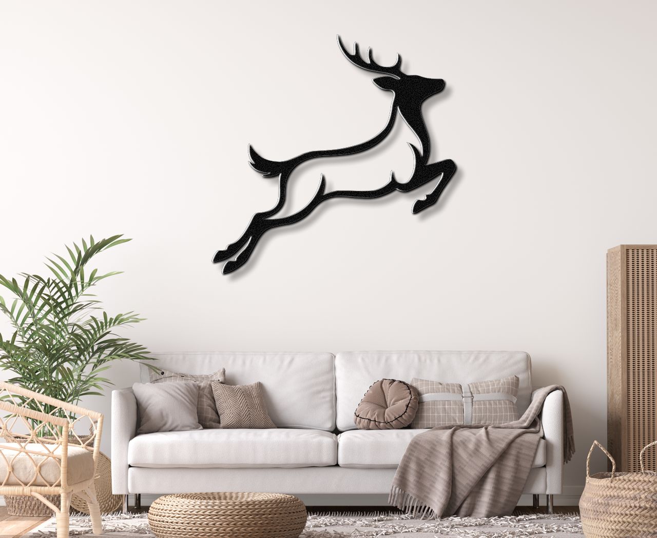 Jumping Deer Metal Wall Art