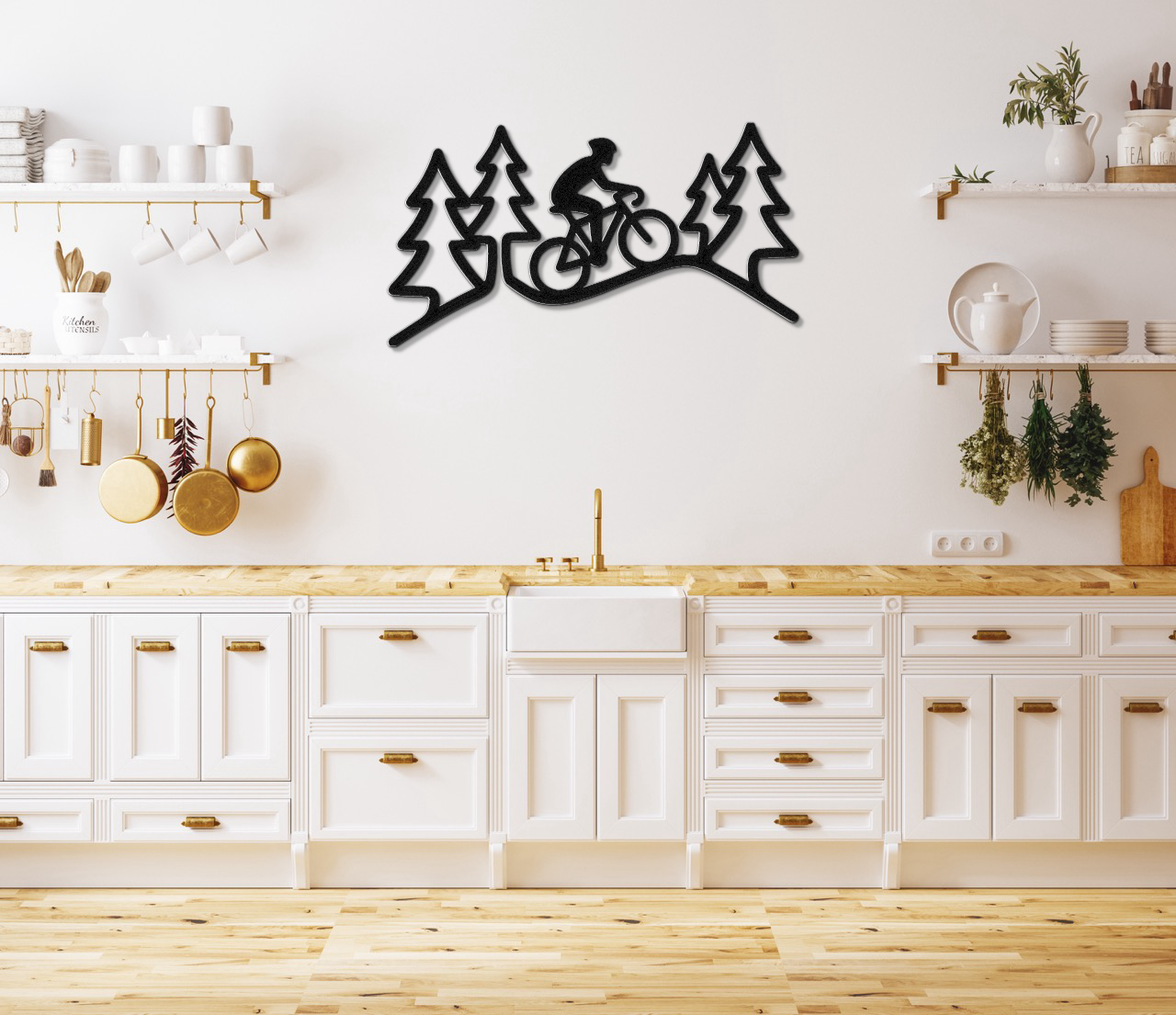 Cycling in the Pines Metal Wall Art