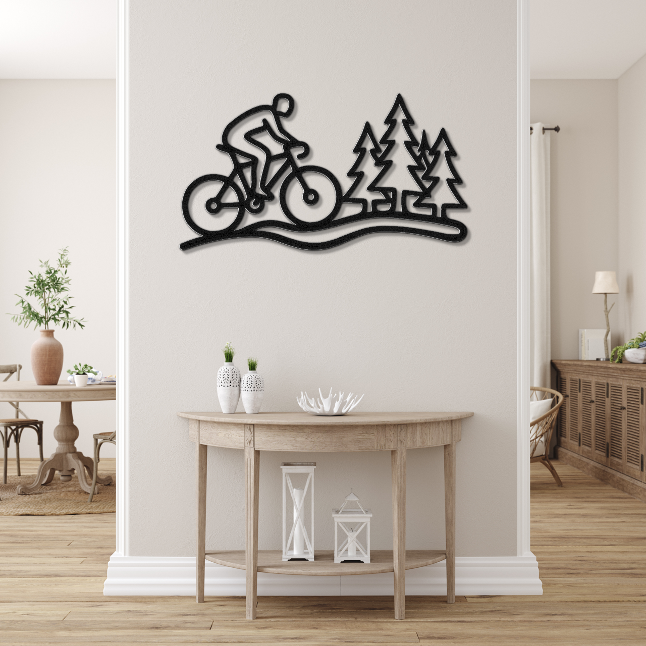 Cycling in the Pines Metal Wall Art