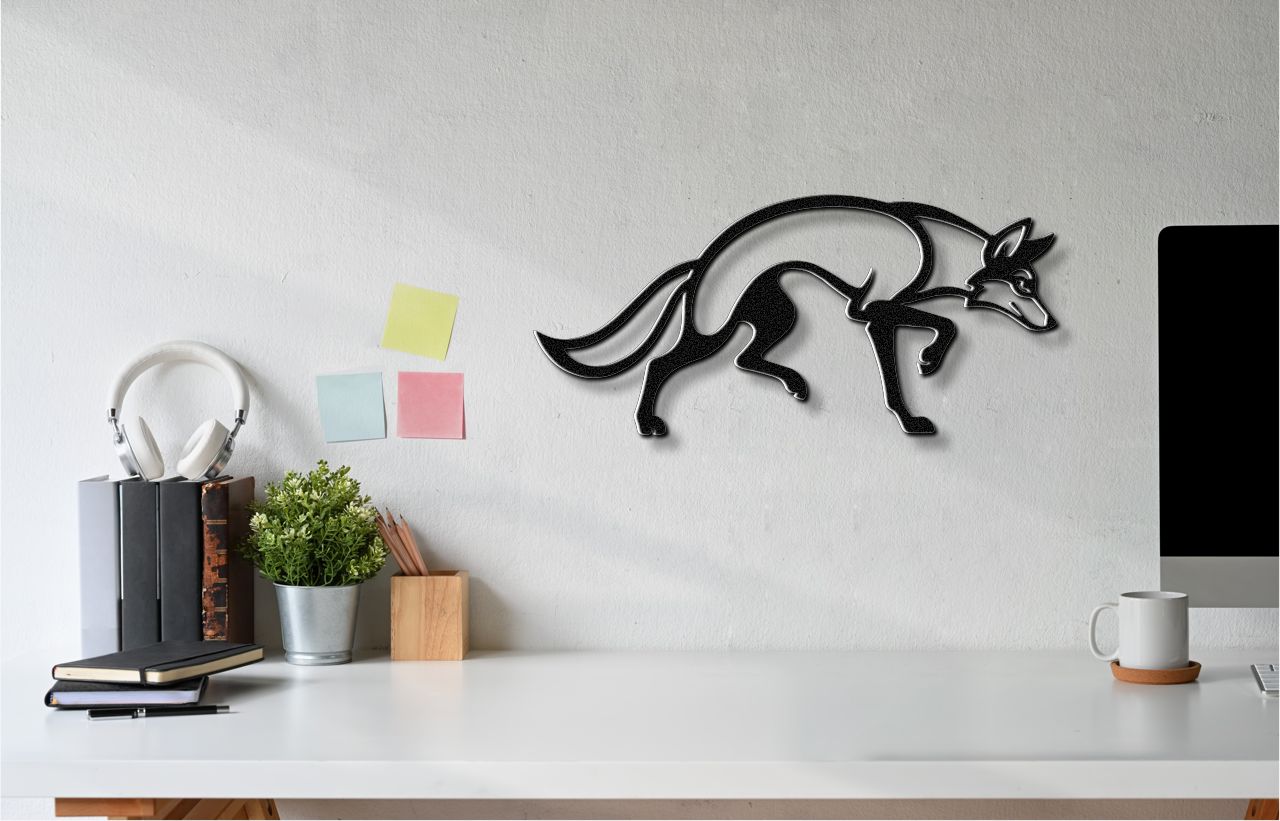 Sneaky Coyote Metal Wall Art