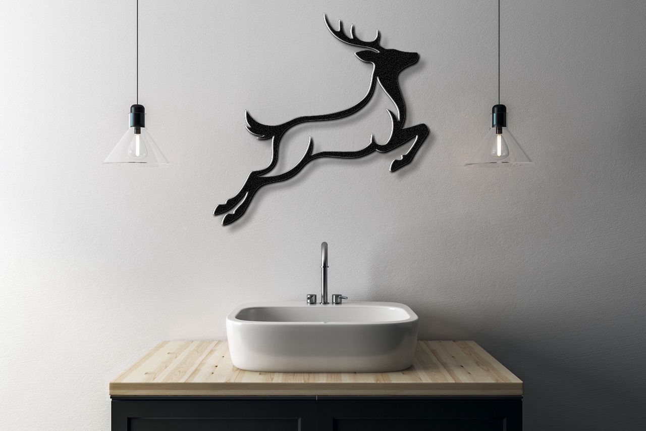 Jumping Deer Metal Wall Art
