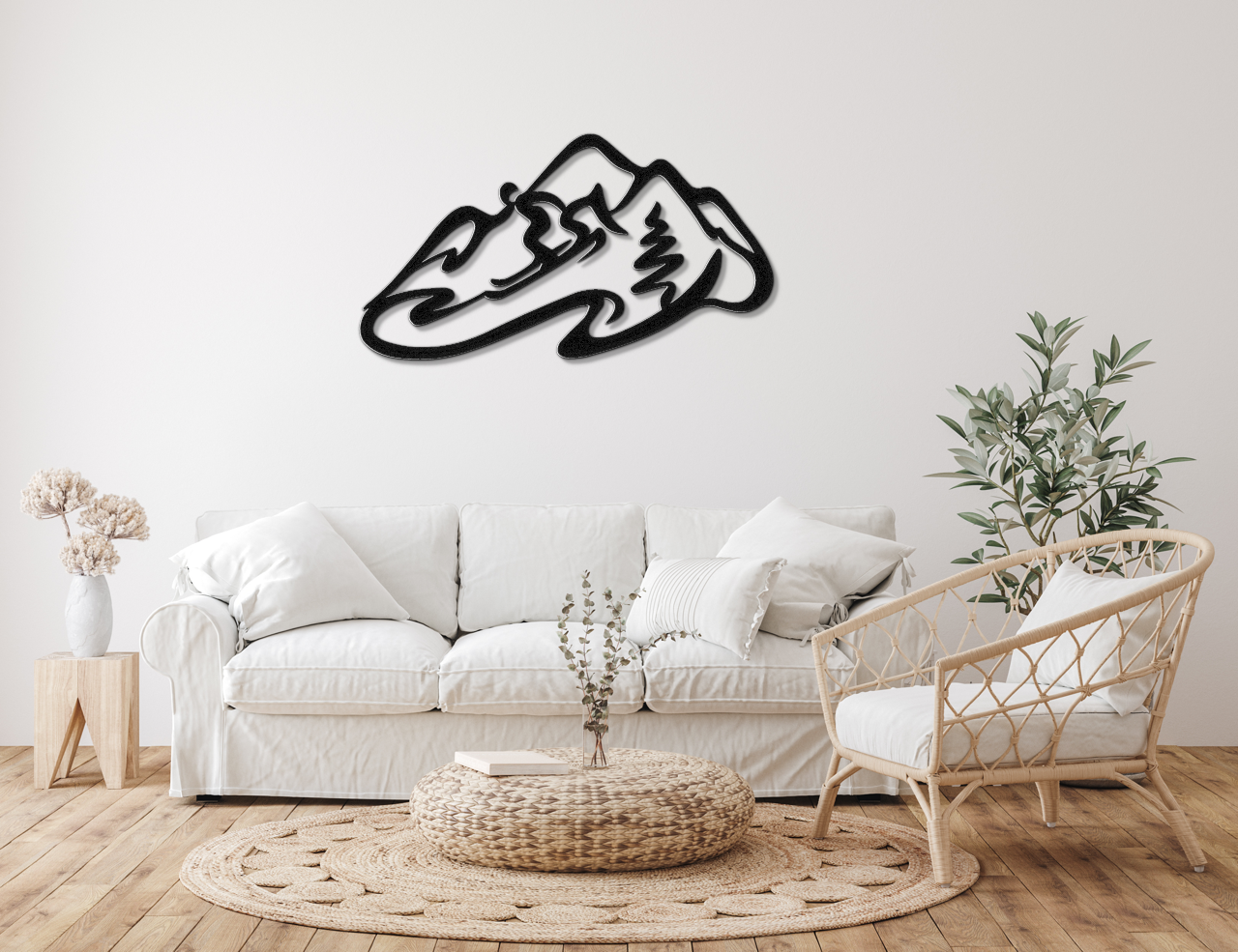 Skier and Mountain Metal Wall Art