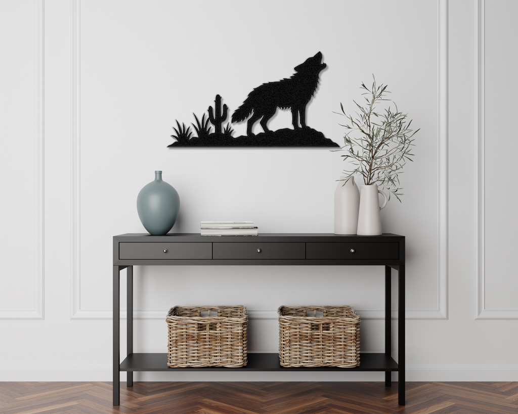 Howling Desert Coyote Metal Wall Art