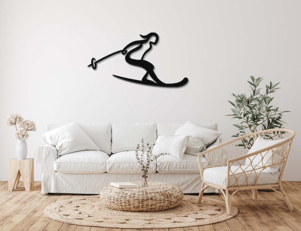 Lady Skiing Metal Wall Art