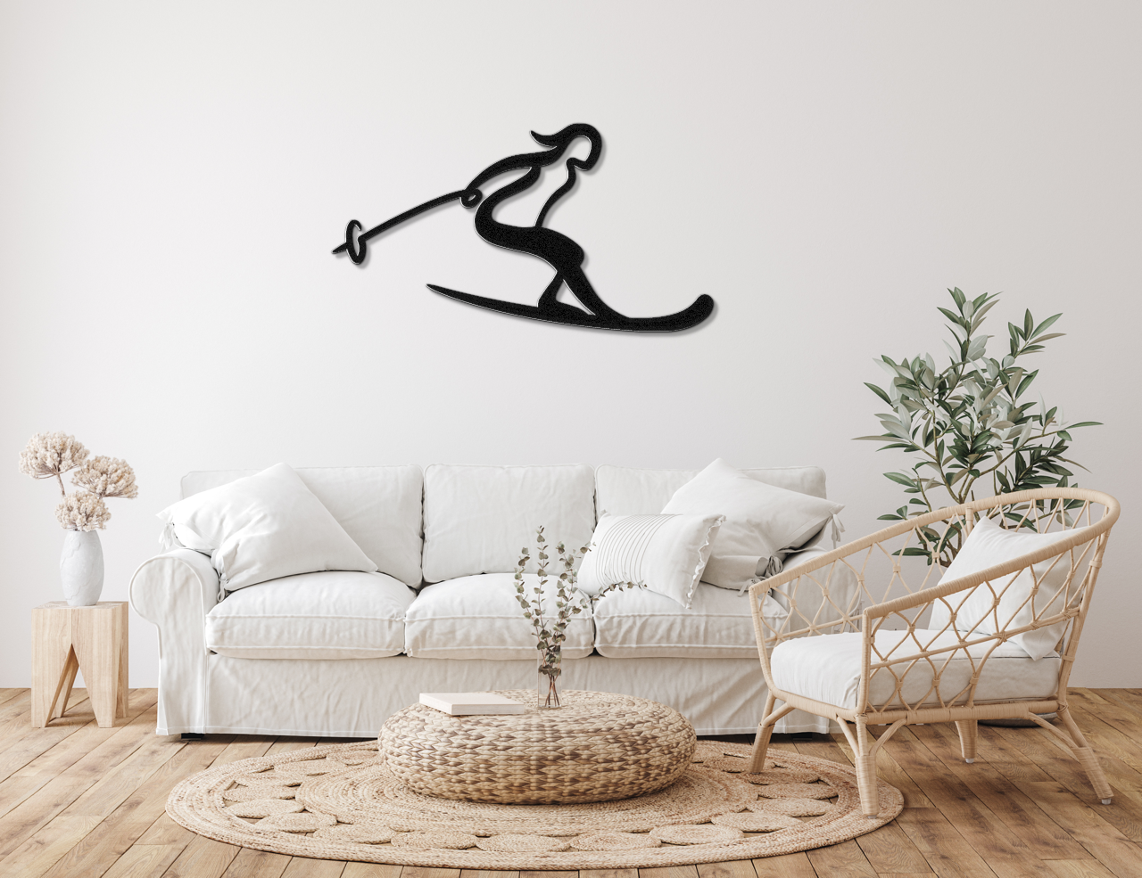 Lady Skiing Metal Wall Art