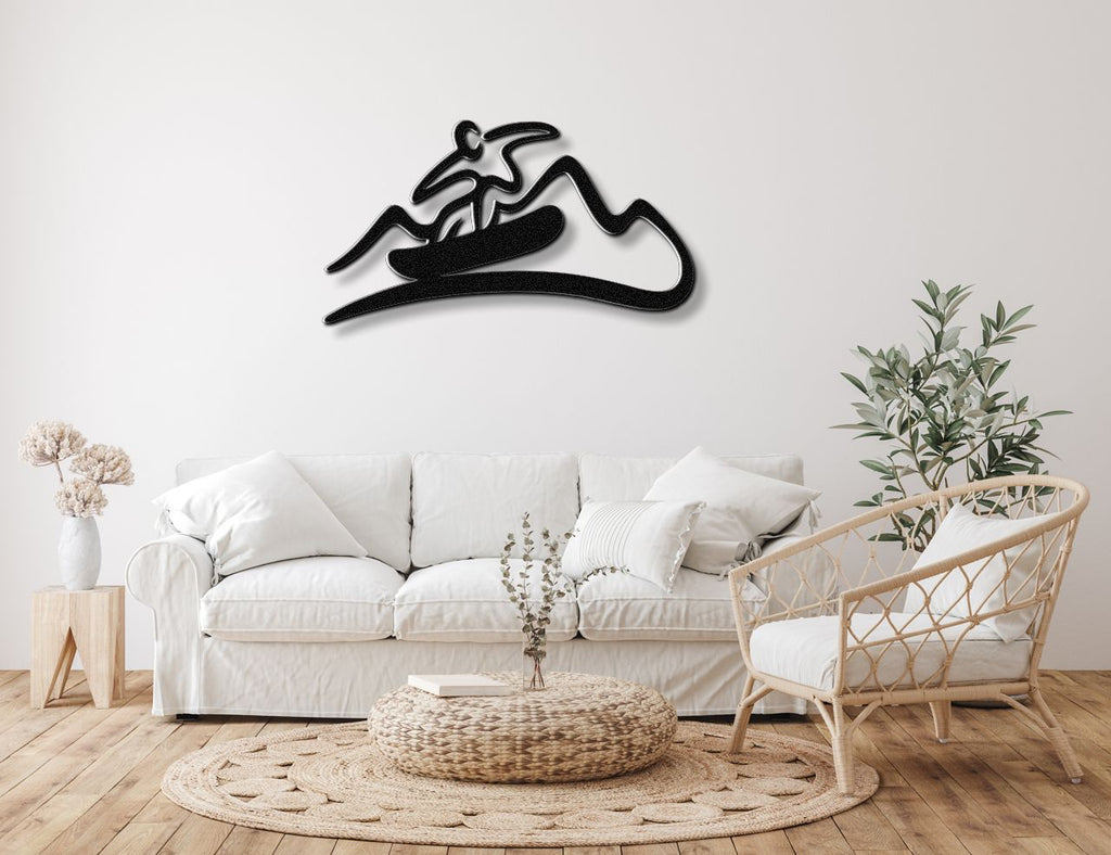 Snowboarder with Mountains Metal Wall Art