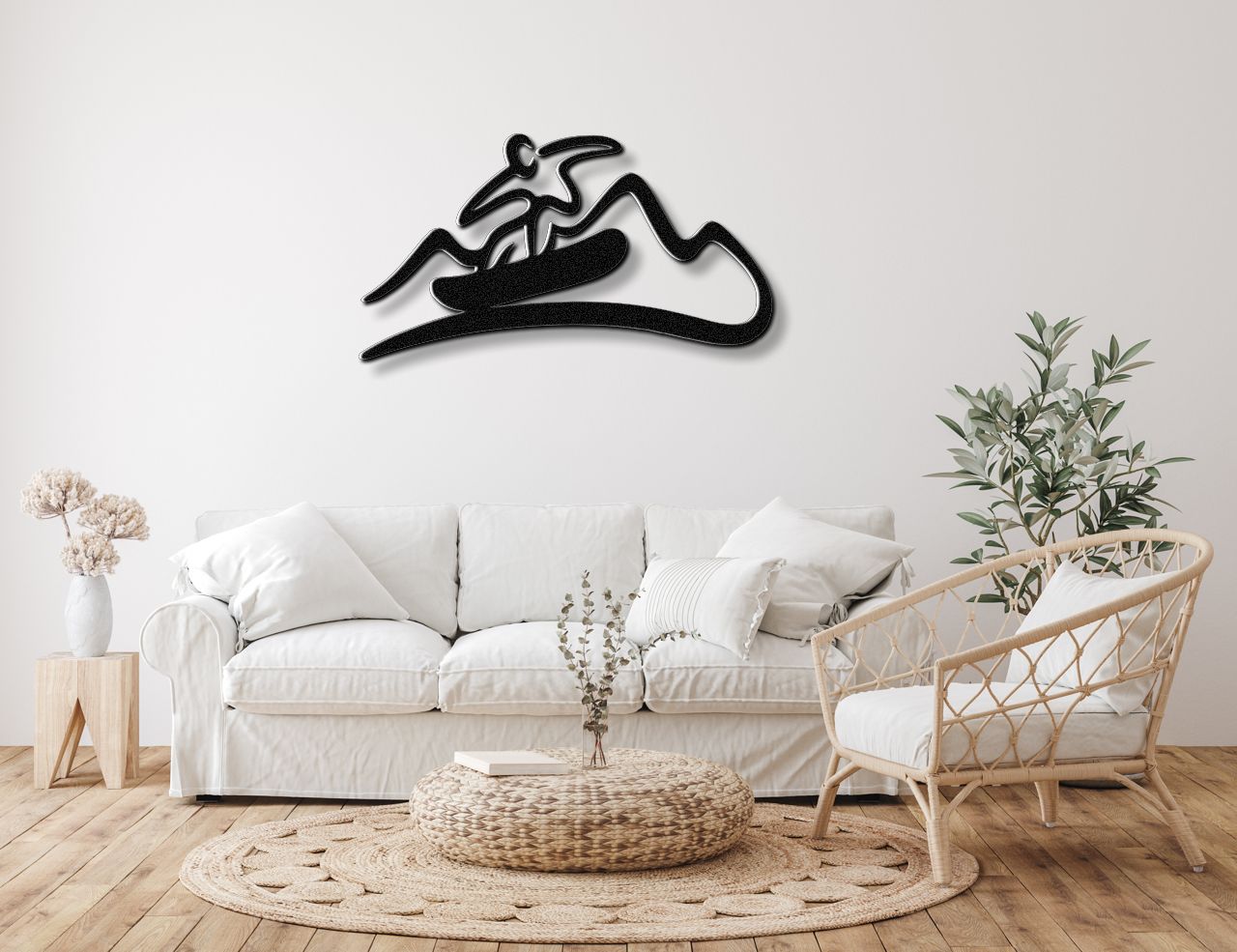Snowboarder with Mountains Metal Wall Art