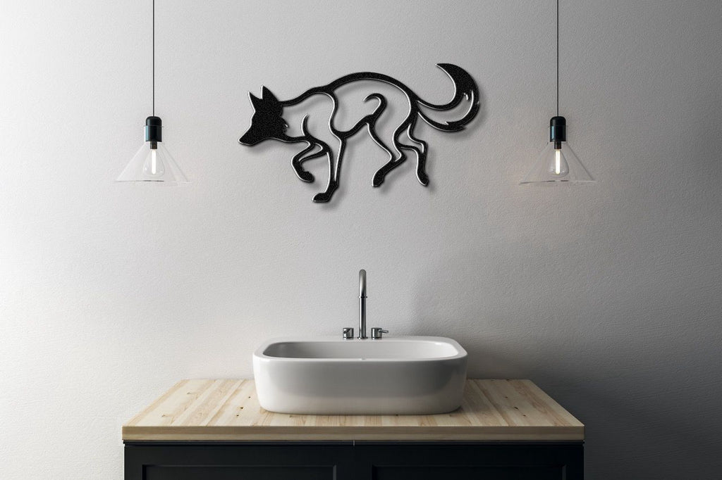 Sneaky Coyote Metal Wall Art