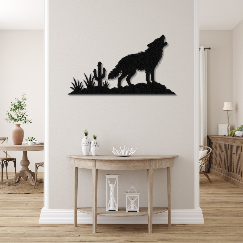 Howling Desert Coyote Metal Wall Art