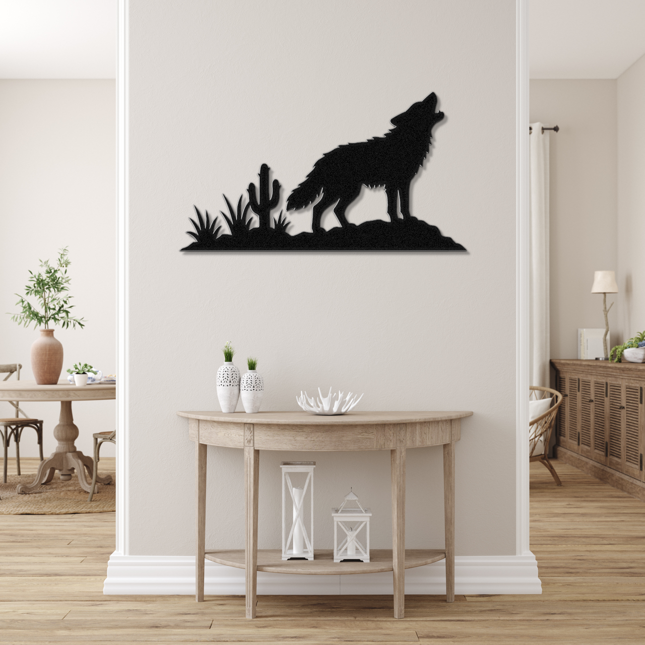 Howling Desert Coyote Metal Wall Art