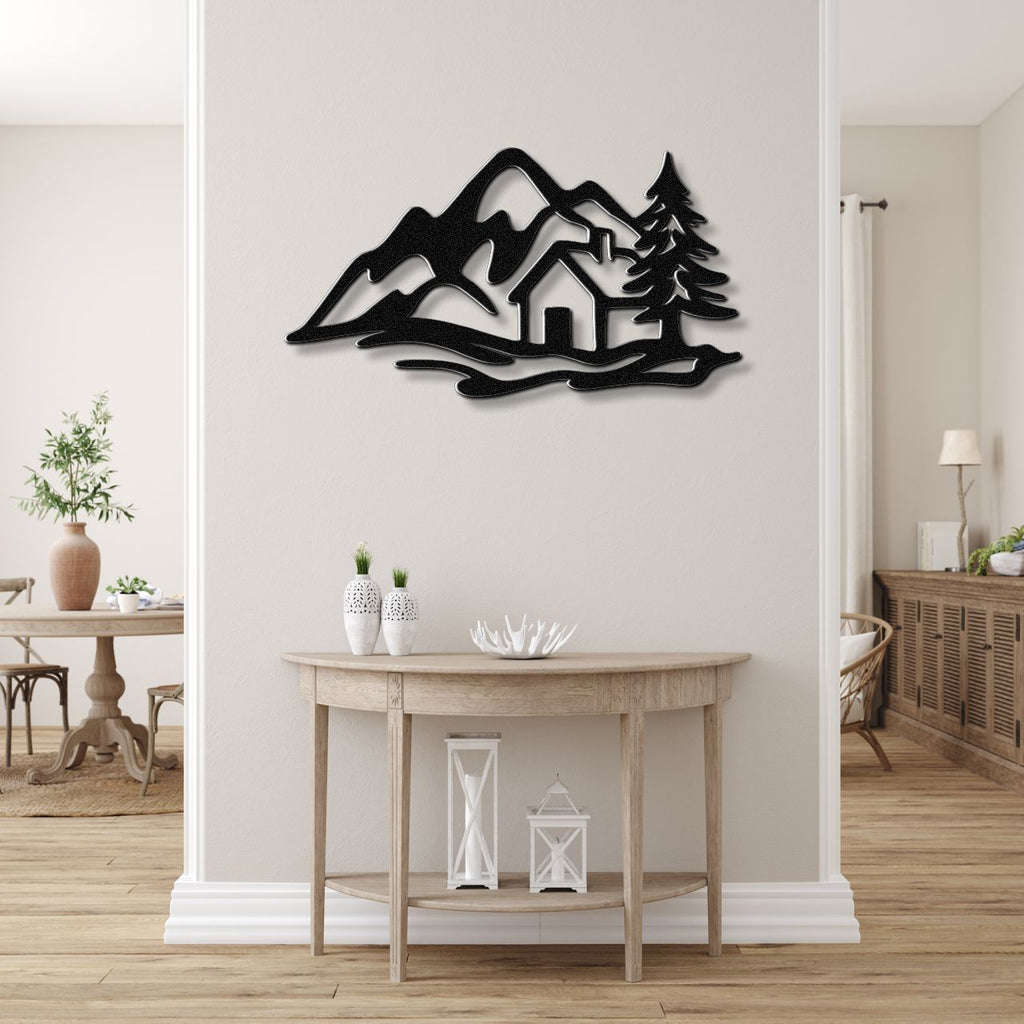 Mountain Cabin Metal Wall Art